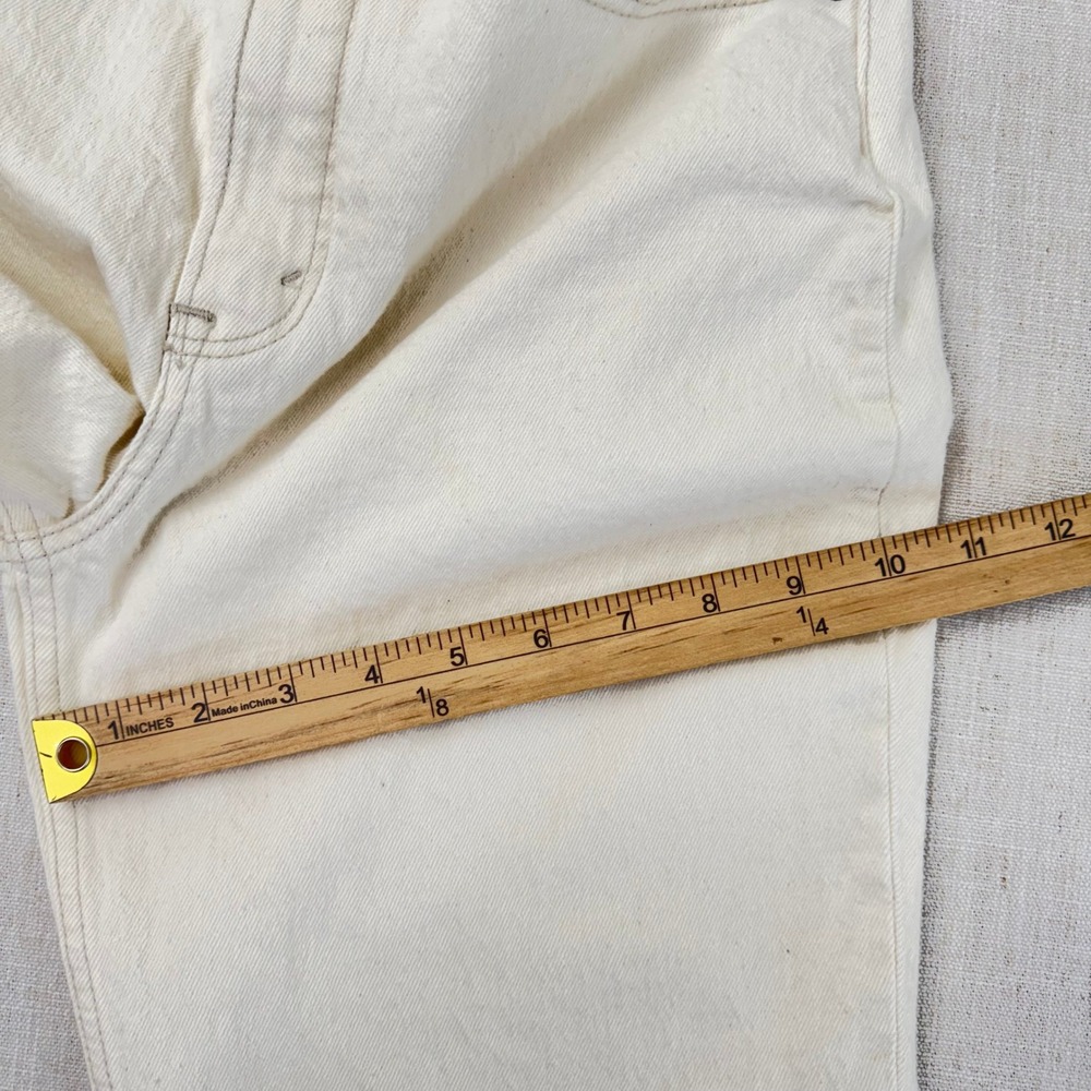 Abercrombie Curve Love 90s Straight Jeans 27 4Short Ivory Faux Leather High Rise - Picture 10 of 16